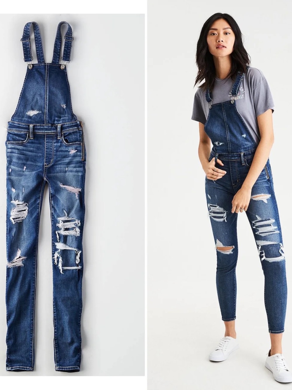 American Eagle Jegging Overalls Distressed size 6